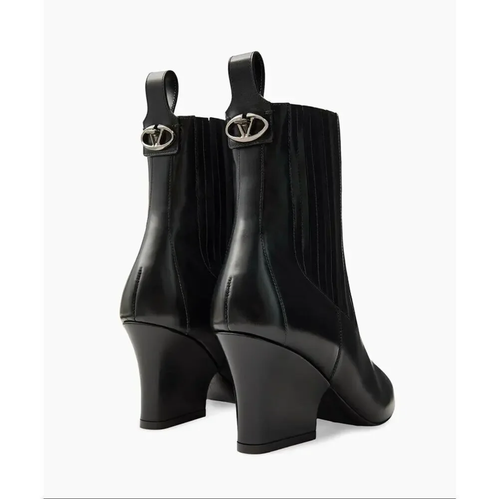 Valentino Garavani VLogo 75MM Lockette Beatle in Brushed Calfskin Boots